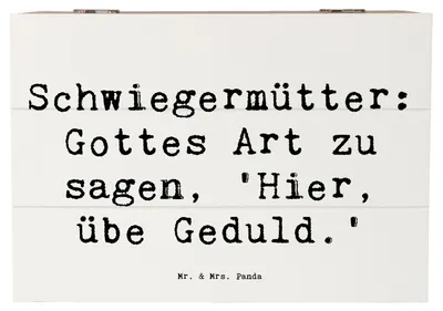Produktbild von Mr. & Mrs. Panda Geschenkbox Spruch Schwiegermutter Geduld 22 x 15 cm - Weiß - Geschenk, Truhe, herzerwärmende Sprüche, Schatzkiste, Lächeln, Kiste mit Deckel, Beziehung