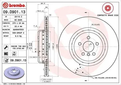 Produktbild von Bremsscheibe BREMBO 09.D901.13