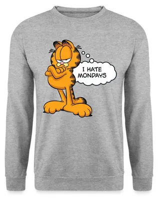 Produktbild von Spreadshirt Garfield Ich Hasse Montage Mondays Montag Uni Pullover, S, Weißgrau meliert