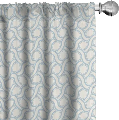 Produktbild von ABAKUHAUS Elfenbein und Blau Vorhänge, Gardinen, Kreise und Streifen in Pastellfarben Abstrakte geometrische Anordnung, 2 Stück 75 x 225 cm, Blaugrau und Elfenbein