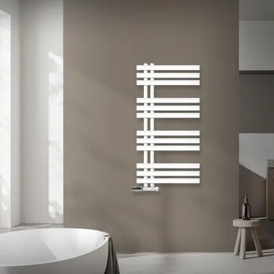 Obrázok produktu pre LuxeBath Design kúpeľňový radiátor, 500x1000 mm, biely, pripojovacia sada a termostat rohové pripojenie na stenu, bez vykurovacieho telesa