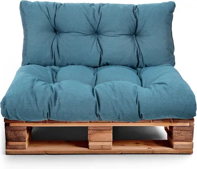 Produktbild von Best Wool rückenlehne für palettenkissen set, wetterfestes europaletten polster mit Polyurethanflockfüllung – meerblau 120x40, 120x80 cm