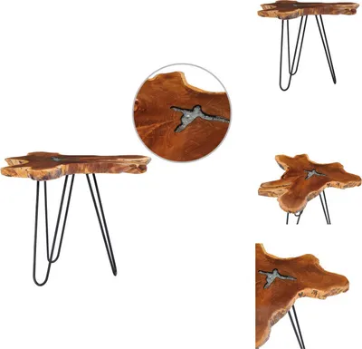 Produktbild von vidaXL Couchtisch 70 x 45 cm Massivholz Teak und Polyresin -  Couchtische
