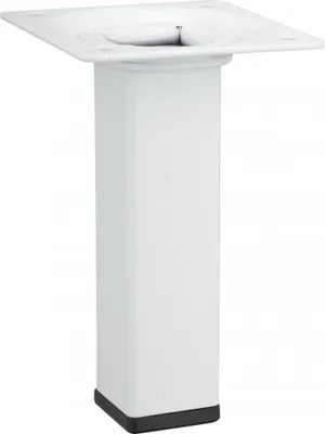 Image de Pied de meuble carré fixe acier époxy blanc, 10 cm