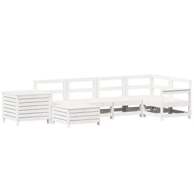 Produktbild von vidaXL 7-tlg. Garten-Sofagarnitur Weiß Massivholz Kiefer