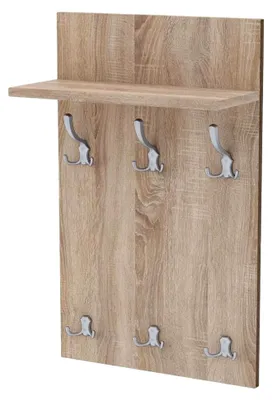 Produktbild von Garderobenpaneel Wandgarderobe mit Ablage 90x50 cm Aluminium | Sonoma
