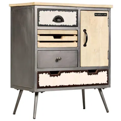 Image de Buffet Bois de manguier massif et acier 65x33x76 cm