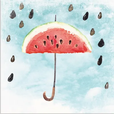 Produktbild von ARTland Wandbild Alu für Innen & Outdoor Sommer Melonen Regen Größe: 70x70 cm
