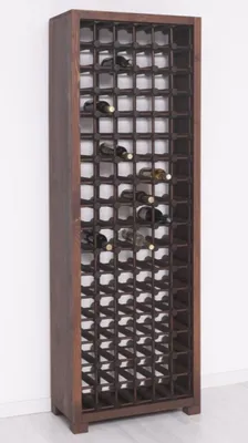 Immagine prodotto di Casa Padrino mobile vino in legno massiccio marrone/nero 68 x 35 x h. 200 cm - Portabottiglie in legno massiccio in stile country - Mobili bar in legno massiccio - Mobili bar in stile country