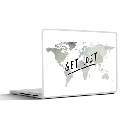 Produktbild von MuchoWow® Laptop Aufkleber Sticker Cover Weltkarte - Zitat - Grau 30x22 cm - Laptop-Sticker