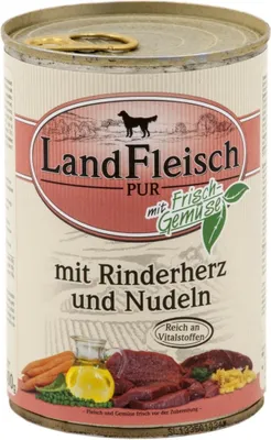 Produktbild von Landfleisch Pur Rinderherzen & Nudeln Dose 400g