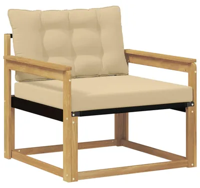Image de Ensemble de canapés d'extérieur vidaXL en bois d'acacia massif et textilène blanc