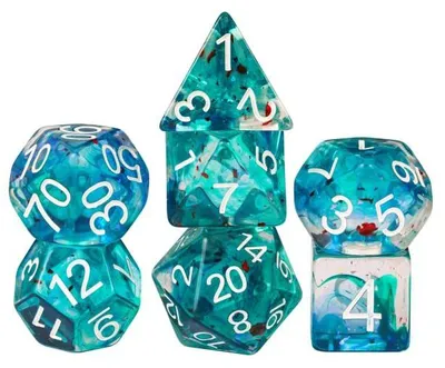 Produktbild von HOT Games Würfelset Swirl Folie blau grün rot 7 Stück Jumbo Rollenspiel
