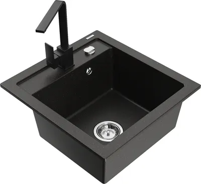Produktbild von Mexen Vito 1-Becken-Granit-Spüle mit Mischbatterie Rita, Schwarz/Gold metallisch - 6503-75-670300-70