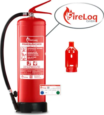 Produktbild von FireLoq 6L Schaum Feuerlöscher für Brandklasse AB mit 27A | 233B ergibt 9LE Dauerdruck inkl. Prüfnachweis,Wandhalter und Manometer