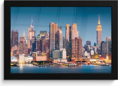 Produktbild von MuchoWow® MuchoWow® Gerahmtes Poster New York - Wasser - Manhattan 30x20 cm - Poster mit zchwarzem Bilderrahmen - Kunstdruck - Bild-Poster