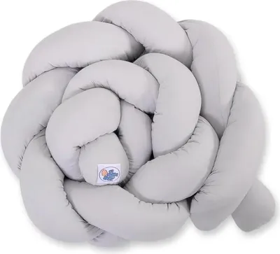 Image de Protection tressée pour lit de bébé en gris - Qualité artisanale 180 cm
