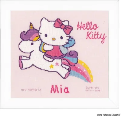 Productafbeelding van Vervaco borduurpakket met telpatroon: "Hello Kitty met eenhoorn"