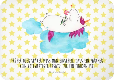 Produktbild von Mr. & Mrs. Panda Kühlschrankmagnet Einhorn Verliebt - Weiß - Geschenk, Liebe, Unicorn, magnet, zettelhalter, whiteboardmagnet, wandmagnet, Freundin, Einhörner, Wolke