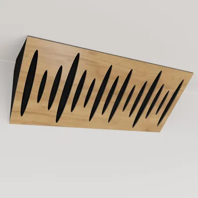 Immagine prodotto di Confezione da 2 – Trappola acustica angolare stretta con rivestimento in velluto | 23x50x10 cm | Riflessione - Isolamento acustico | [PULSE (Horizont) - Rovere | Nero]
