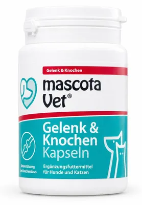 Produktbild von mascota Vet - Gelenk Kapseln – Natürliche Unterstützung für Gelenke von Hunden & Katzen, mit Eierschalenmembran, fördert Beweglichkeit & Mobilität, Ergänzungsfuttermittel für alle Altersgruppen