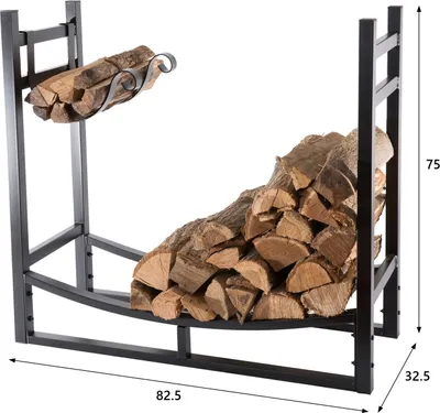 Obrázek produktu pro Bc-elec - HMFR-16 Černý ocelový sklad na dřevo 65X33X75CM, police na palivové dřevo, sklad polen