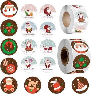 Produktbild von Weihnachtssticker 1000 Stück | Weihnachtsdekoration | Selbstklebendes Papier | Geschenksticker | Festliche Etiketten
