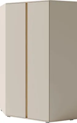 Produktbild von MIRJAN24 Eckkleiderschrank Luca 02 mit zwei Drehtüren, mit zwei Kleiderstange (Farbe: Sandbeige / Sandbeige + Geölte Eiche)