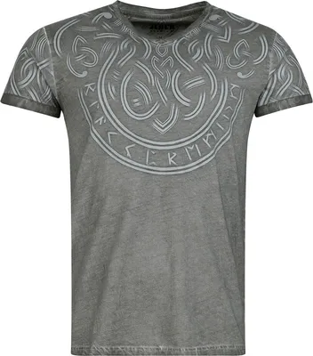 Produktbild von Black Premium by EMP Herren graues T-Shirt mit V-Neck und Front und Backprint L