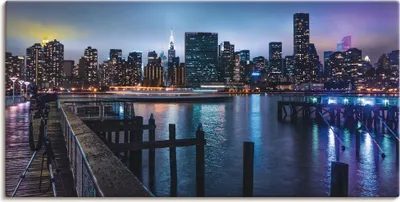 Produktbild von ARTland Leinwandbild New York Manhattan im Abendlicht Größe: 100x50 cm