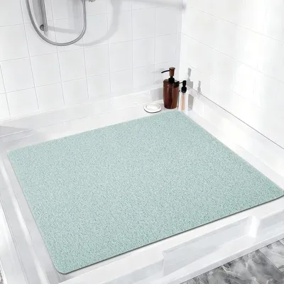 Obrázok produktu pre Protisklzová podložka pod sprchu, 54 x 54 cm, biela a zelená, antibakteriálna, s odvodňovacími otvormi