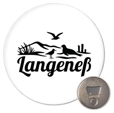 Produktbild von Huuraa Magnet Langeneß Strandmotiv 59mm Kühlschrankmagnet rund Flaschenöffner Geschenkidee