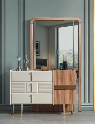 Produktbild von Moderne Kommode Mit Spiegel Designer Kommoden Schlafzimmer Garnitur 2tlg