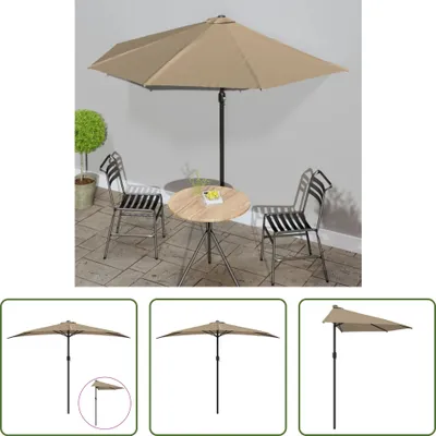 Produktbild von The Living Store Balkon-Sonnenschirm mit Alu-Mast Taupe 300x155 cm Halbrund
