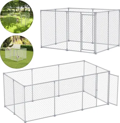 Obrázek produktu pro XMTECH Venkovní bouda pro psy 250×200×150 cm velká klec pro psy psí bouda psí bouda z pozinkované oceli bez protisluneční střechy a uzamykatelných dveří psí plot psí výběh venku