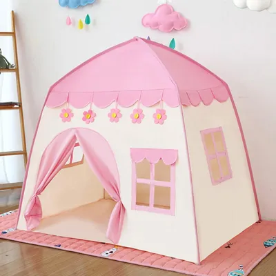 Produktbild von Spielzelt Kinder kinderzelt für Drinnen Kinderzelt Spielzelt 130x100x130 Großes Kinderspielzelt Kinderhaus Spielhaus für Mädchen Prinzessin Innen und Außen Spielzeug Rosa