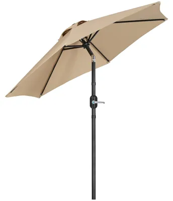Obrázek produktu pro Slunečník kulatý sklopný - 226 cm - Klikový mechanismus - UPF 50+ - Světle hnědý - Na balkon, terasu a zahradu