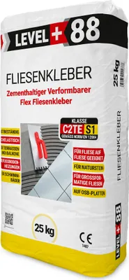 Produktbild von Fliesenkleber Flexkleber 25kg Flexmörtel C2TES1 Innen Außen Naturstein Fliesen L+88