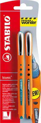 Zdjęcie produktu dla Rollerball - STABILO worker+ - średni - opakowanie 2 sztuki - niebieski, czarny