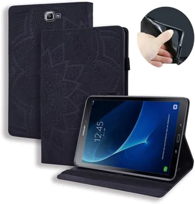 Obrázok produktu pre Puzdro na Galaxy Tab A6 Flip Ochranné puzdro na peňaženku Stojanček Sloty na karty Puzdro na pero pre Samsung Galaxy Tab A 2016 10,1-palcový SM-T580 SM-T585 hnedá mandala s kvetinovým vzorom čierna