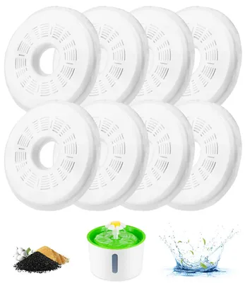 Produktbild von Toaren 8 Stück Katzenbrunnen Filter,Cat Water Fountain Filters,Ersatzfilter Trinkbrunnen für Katze,Aktivkohlefilter Katzenbrunnen Trinkbrunnen für 3L Flower Katzenbrunnen,Catit filter für Katzen,Hunde