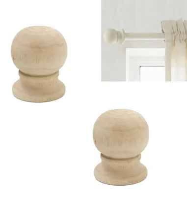 2 Massivholz-Kugelaufsätze, unbehandelt, 5,5 x 8 cm, Eukalyptus