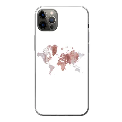 Produktbild von MuchoWow® Handyhülle Schutzhülle Hülle für iPhone 12 Pro Max Weltkarte - Rosa - Farbe Silikon Softcase Handy Hülle - Hartschale