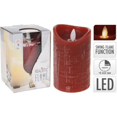 Immagine prodotto di Candela a LED - in vera cera - circa 7,5 x 12 cm - rosso scuro