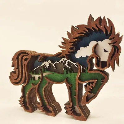 Produktbild von Holztiere Schnitzereien Ornament 3D Mehrschicht Holz Elch Gravur