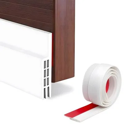 Image de Boudins d'étanchéité ajustables - Joint de porte autocollant - Bande d'étanchéité pour portes - Isolation - Lutte contre les nuisibles - Pour l'isolation acoustique et la résistance aux intempéries - Blanc - 100 cm x 5 cm
