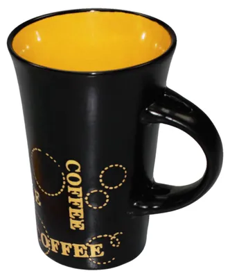 Produktbild von Keramik Kaffeebecher Kaffeetasse schwarz gelb XL Tasse Becher passend zu Set