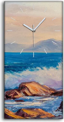 Produktbild von Wandbild Leinwand Bilder mit Uhr Geräuschlos 30x60 Ölgemälde Ozean Meer wellen - weiße Hände