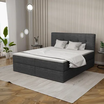 Produktbild von Boxspringbett 200x200cm mit Bettkasten - Bett mit Matratze und 2 Bettkästen - Schlafzimmerbett mit Topper - Bequem Doppelbett Holly Poso34