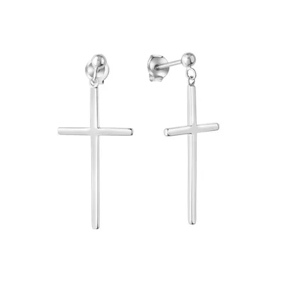 Produktbild von Zeeme Silber Ohrringe Silber 925 rhodiniert mit Kreuz-Motiv 35mm lang